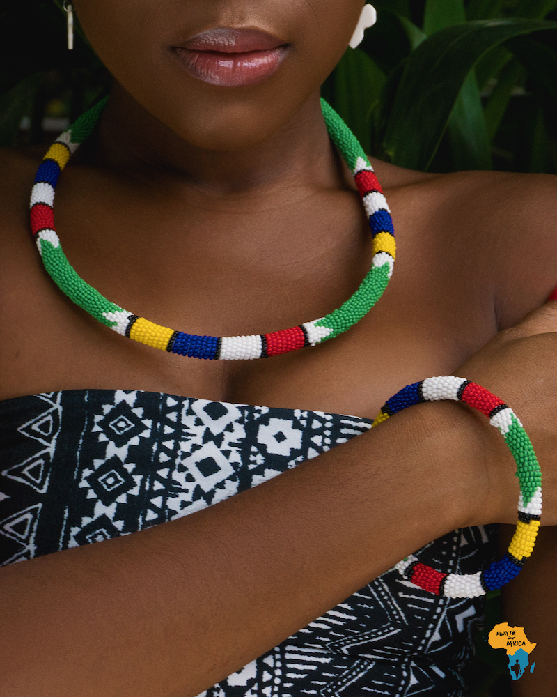 South African Beaded Necklace and Bracelet - Away to Africa