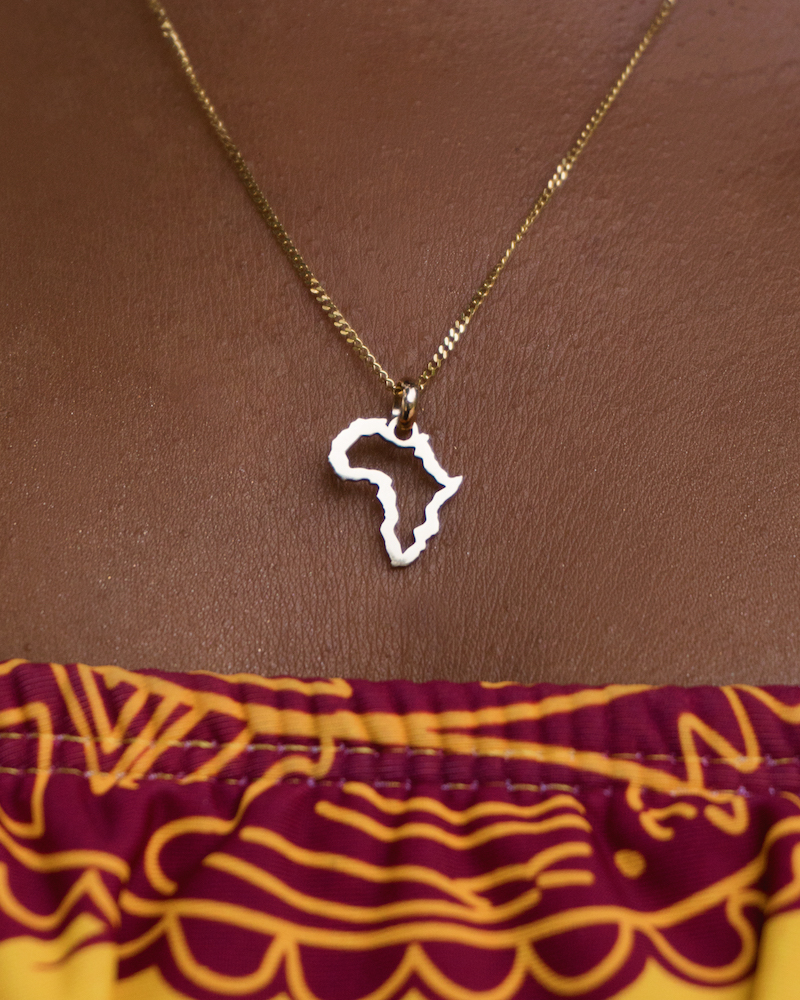 Away To Africa Continent Charm 14k Gold Necklace Country South Africa